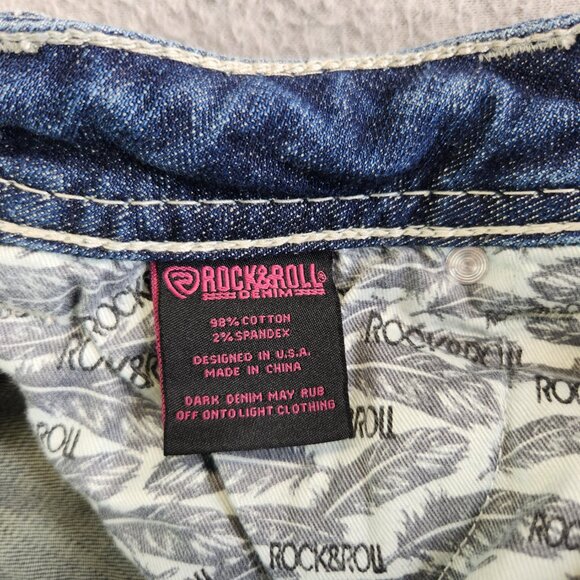 Rock And Roll Cowgirl Jeans Womens 30 Riding Bootcut Heavy Stitching Ranch - Picture 9 of 16